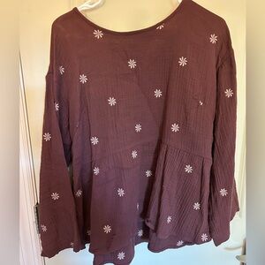 Madewell Floral Embroidered Blouse - Brown
